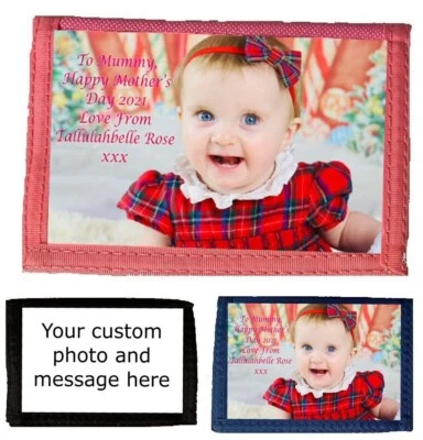 Personalised Childrens Kids CUSTOM PHOTO IMAGE & MESSAGE NAME Wallet Purse Gift - Image 1 of 4