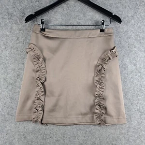 ASOS Skirt Womens 10 Beige Satin A-Line Ruffle Mini NEW NWT 8505 - Bild 1 von 15