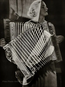 1932/75 Vintage MAN RAY Surreal Accordion Playing MRS BARCINSKA Music Photo Art - Picture 1 of 1