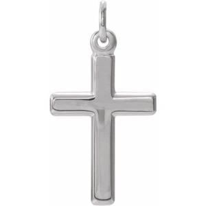 Colgante cruzado de 16,5 x 12 mm en oro blanco de 14 K - Imagen 1 de 2