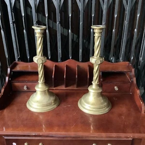 Pair Of Brass Altar Candlesticks - Picture 1 of 3