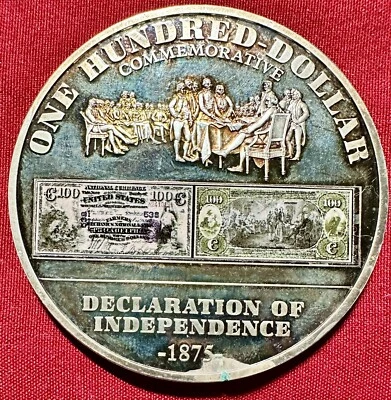 2011 Declaration Of Independence $100 Commemorative Coin - Silver Plated - 54g - Image 1 of 2