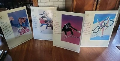 4 34x26 Original 1984 ABC TELEVISION SARAJEVO WINTER OLYMPICS Mounted POSTER Lot - Image 1 of 4