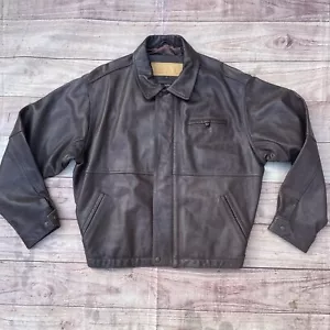 Vintage Timberland Weathergear Bomber Jacket Coat Leather Men's L Brown - Picture 1 of 8