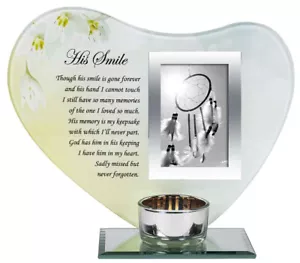 Memorial Candle Holder Tealight Glass Photo Frame Dad Husband Sympathy Gift - Picture 1 of 1