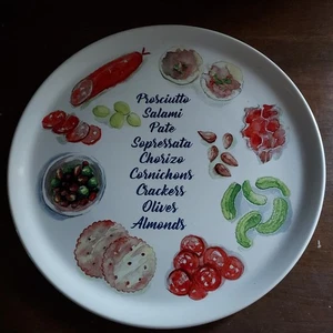 Charcuterie Entertaining 12 in Party Decorated Porcelain Platter - Picture 1 of 5