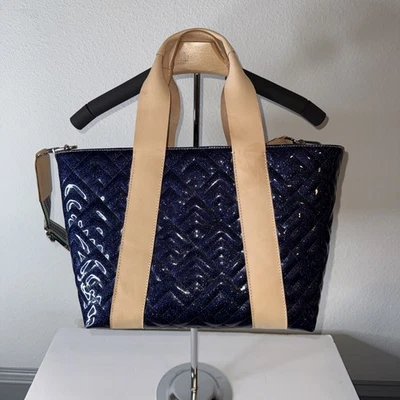 Consuela Carryall Blue Sparkle Tote Leather Trim and Pink Sparkle LARGE D0066 - Image 1 of 4