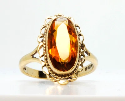 DAMAS 9K VINTAGE GRANDES PIEDRAS PRECIOSAS FACETADAS CITRINO OVALADAS TALLA 7,75 ANTIGUAS ÚNICAS Foto 1 de 4