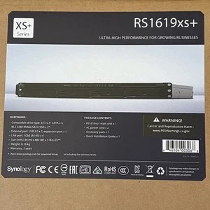 Synology RS1619xs+ Sistema de almacenamiento de servidor NAS sin disco de 4 bahías NUEVO - Imagen 1 de 6