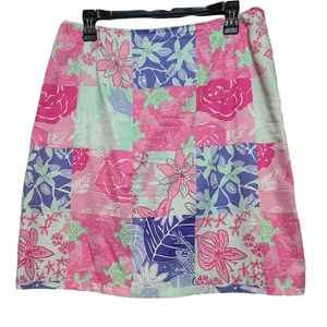Vintage Lilly Pulitzer Pink Patchwork Skirt Turtle Frog Rabbit Floral Size 10 - Picture 1 of 6