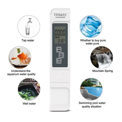 3in1 Digital EC TDS TEMP Meter Water Quality Tester Purity Filter Pen 0-9990ppm - Image 1 of 4
