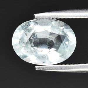 π 1.12ct 8x6mm Oval Natural Very Light Greenish Blue Aquamarine - Unheated Gem - Picture 1 of 4