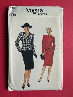 Rare Vintage Vogue 8813 Misses Jacket & Skirt Suit Sewing Pattern 6 8 10 UNCUT - Image 1 of 2