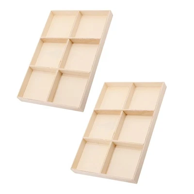 2 Pcs Jewelry Storage Case Wooden Box With 6 Compartments For Pendant Storage - Image 1 of 4