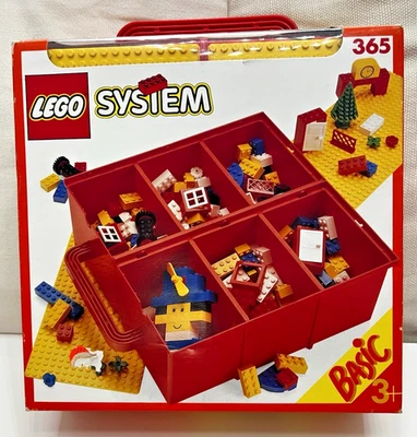 Lego System 365 Sortier Box rot mit 6 Fächern in OVP vintage gefüllt vollz. - Bild 1 von 4