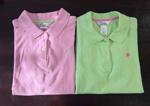 Lilly Pulitzer Short Sleeve Golf Polo Top Women's Med Pink & Green Excellent - Picture 1 of 23