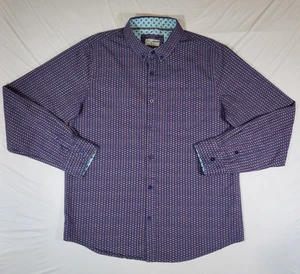Eight Avenue Mens Shirt Button Up Large Geometric Print Long Sleeve Flip Cuff - Picture 1 of 14
