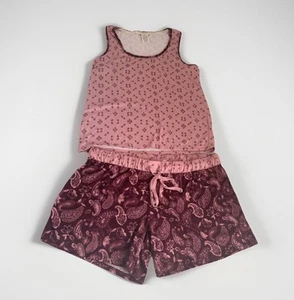Lucky Brand Pajamas Set Womens Medium Pink Burgundy Sleep Lounge Comfort Summer - Picture 1 of 12