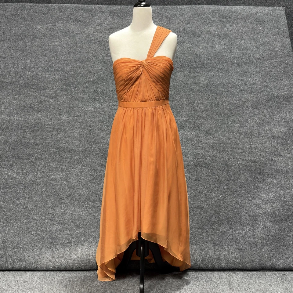 Vestido Phoebe Couture Mujer 8 Naranja Un Hombro Alto Bajo Espalda Abierta Formal Foto 1 de 4
