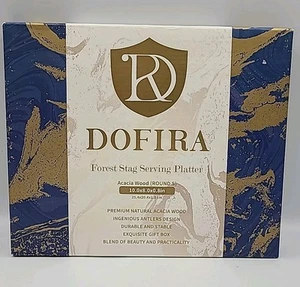 Dofira Forest Stag Serving Platter Antler Platter Charcuterie Board Acacia Wood - Picture 1 of 6