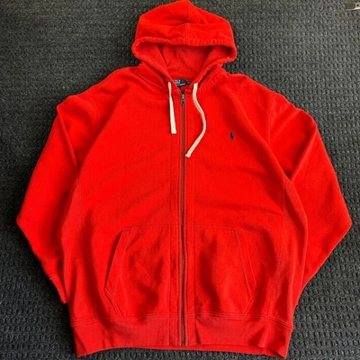 Vintage Polo Ralph Lauren Hoodie Full Zip Thermal Waffle Hood Red 2XLT Tall y2k - Image 1 of 4