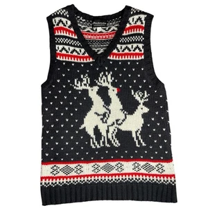 Skedouche Sweater Vest Men's M Naughty Ugly Christmas Reindeer Holiday Festive - Picture 1 of 5
