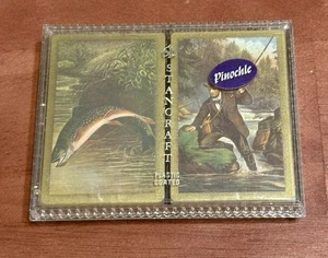 Carte da gioco Stancraft bordo oro - pesca - 2 mazzi di pinochle rivestiti in plastica sigillati - Foto 1 di 7