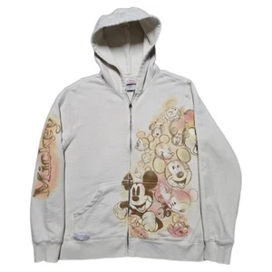 VTG Y2K Disney Store Full Zip Hooded Jacket Mickey Mouse Embroidered AOP Sz L - Picture 1 of 23