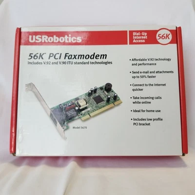 USRobotics 56K PCI Faxmodem Model 5670 for dial-up internet V.92 fits PCI 2.2  - Image 1 of 4