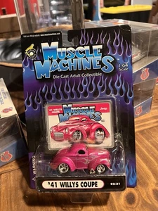 Muscle Machines 41 Willys Coupe Pink 02-31 1/64 Scale Die Cast NIP New - Picture 1 of 2