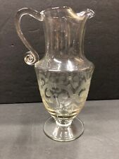 Vintage Antique Elegant Etched Glass vase   Beverage Serving Pitcher  Cocktails