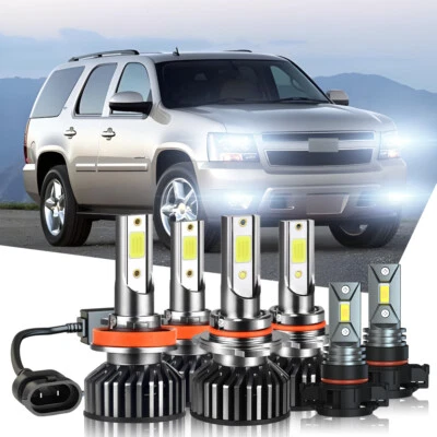 For Chevy Suburban Tahoe 2007-2014 6x LED Headlights w/Fog Light Bulbs Combo Kit - Image 1 of 4