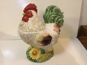 Bonito frasco de galletas de gallo sakura colorido vintage de Sally Eckman Roberts década de 1990 - Imagen 1 de 12