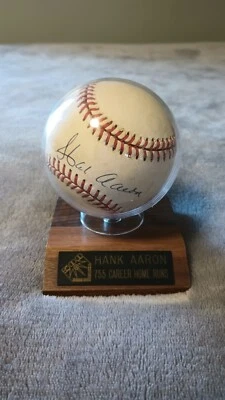 Hank Aaron Signed Rawlings Baseball With Commemorative Stand - Image 1 of 4