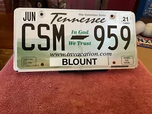 Tennessee Flat License Plate Blount County 2021 CSM 959 In God We Trust - Picture 1 of 1