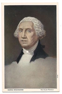 President GEORGE WASHINGTON The Stuart Portrait Painting In Boston MA Postcard - Picture 1 of 2