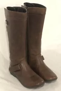 Ruff-Hewn Women’s Size 7M Brown Leather Below Knee Boots Full Side Zip - Picture 1 of 14
