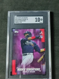 2018 Ronald Acuna Rookie Sensations Purple #d 7/25 SGC 10 #29P On Demand - Picture 1 of 2