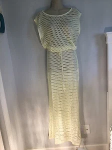 VENUS,New,CREAM Long Knit Coverup,High Side Slits, Tie Waist, Lightweight, L - Picture 1 of 15