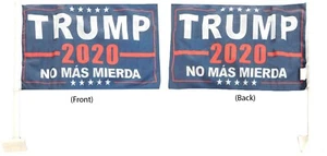 Trump 2020 No Mas Mierda Blue 2-Sided 12"x18" Rough Tex 100D Knit Car Flag - Picture 1 of 5