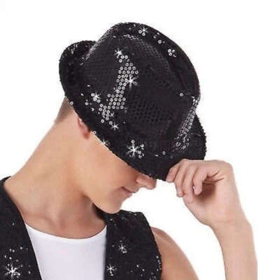 Lot of 18 Black Sequin Fedora Hats/Hat Dance Costume Jazz Tap Movie Musical New Foto 1 de 4