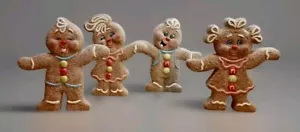 Vtg Christmas Gingerbread Boys Girls Singing Hand Painted Ceramic Sparkle Sugar - Picture 1 of 9