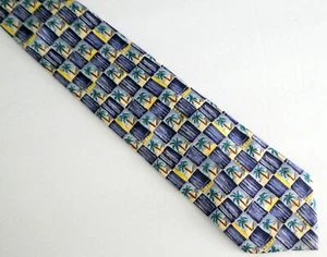 DUNHILL Necktie PALM TREES 100% Silk Tie Made in Italy 3.75" x 57" Tropics - Picture 1 of 7