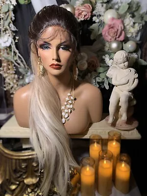 BEAUTIFUL VIKING BRAIDS! 32” Rooted Lt Blonde, HH BLEND, Lace Front Wig! - Image 1 of 4