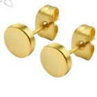 316l Steel Women's Men Gold Flat 4mm Disk Round Small  Studs Earrings