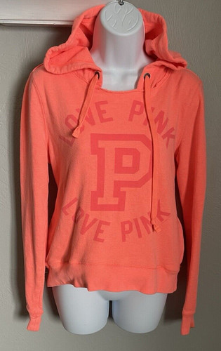 UNDERCOVER Felpa con cappuccio Victoria Secret donna XS LOVE ROSA arancione brillante manica lunga
