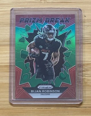 2023 Panini Prizm Football Bijan Robinson Green Prizm Break Rookie #PB-8 💥SP - Image 1 of 2