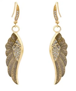 Engelsflügel Strass Engelsflügel Blatt Ohrhänger für durchbohrte Ohren - Bild 1 von 4