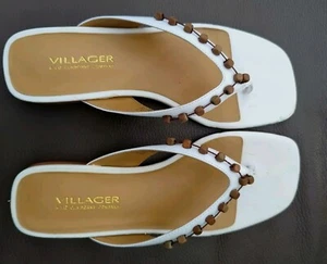 Villager (Liz Claiborne)- Women's White Leather Thong Sandal - SZ 7.5M- New/W... - Picture 1 of 5