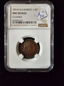 1891 H British North Borneo CENT NGC UNC DETAILS - Picture 1 of 2